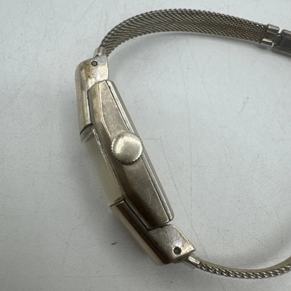 Vtg Benrus 10k White Gold Filled Swiss Wind Up Ladies Bracelet Watch Working